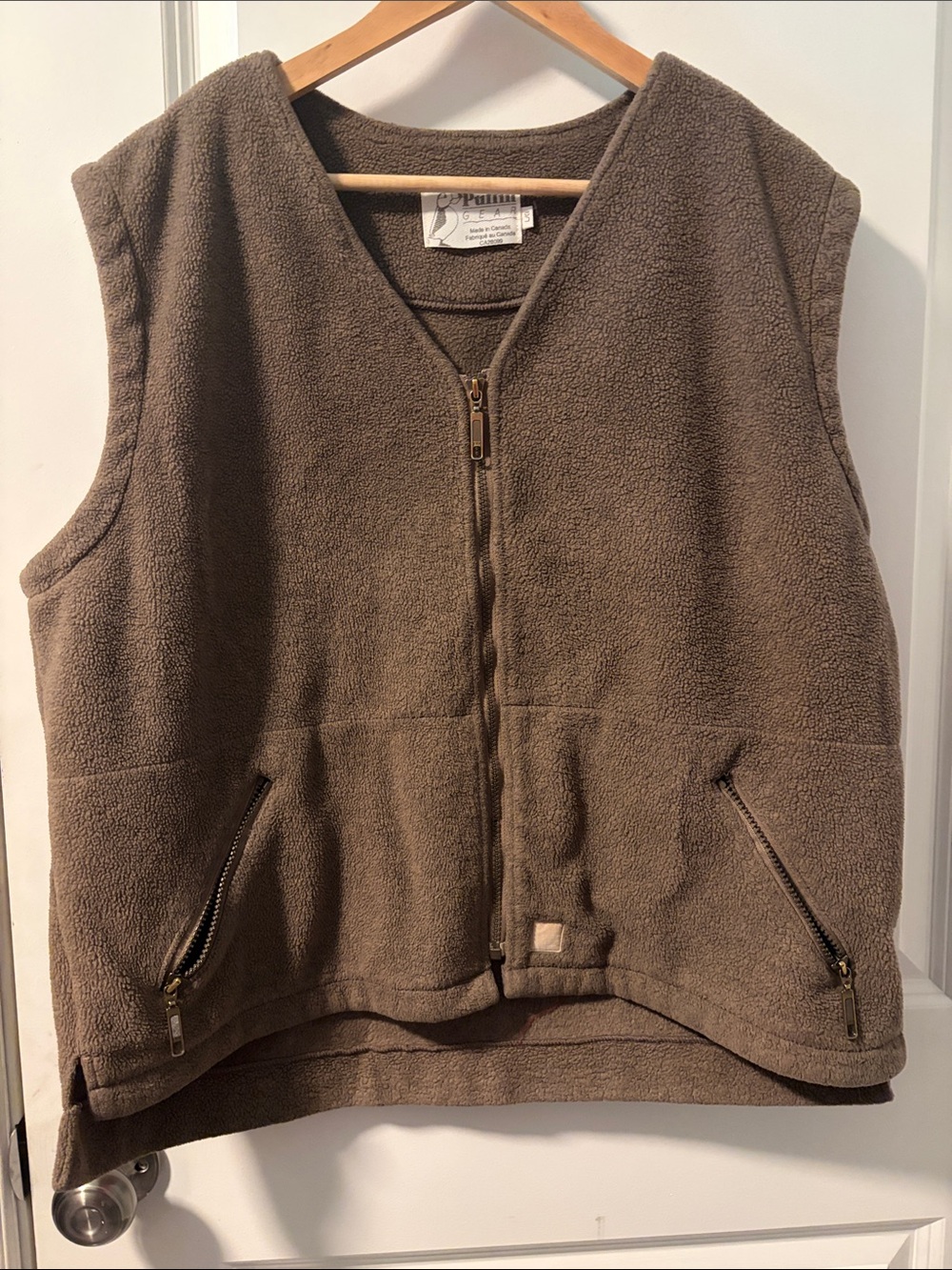 Patina Brown Zip-Front Fleece Vest for Women